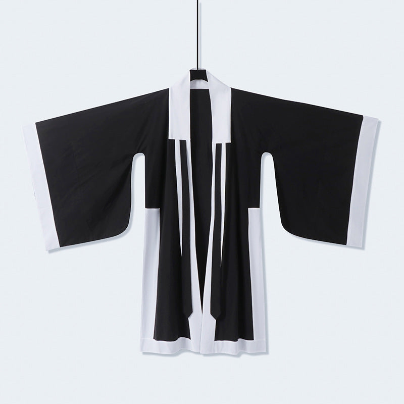 Unisex Oversize Kimono-Cardigan mit Kontrastblende, Bindeband und aufgesetzten Taschen Shop Nory