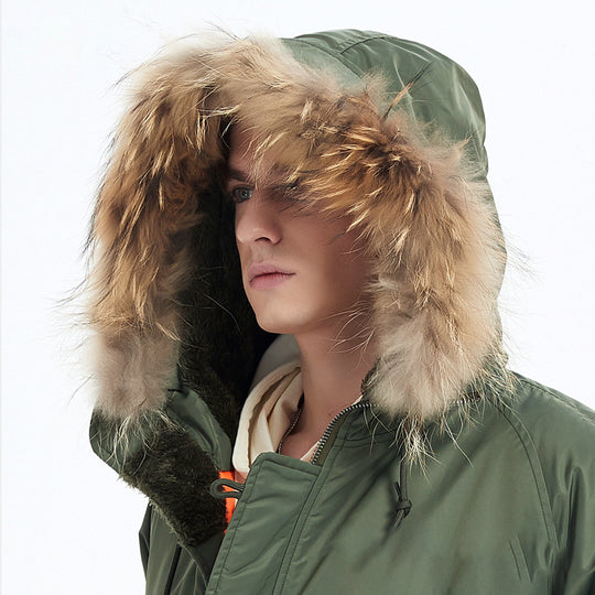 Herren Schwerer Thermo-Parka im Expeditionstil mit Kunstfellkapuze und Multifachtaschen Shop Nory