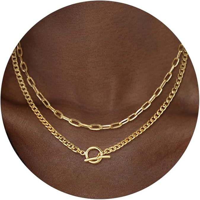 Damen Halskette mit doppeltem Gliederdesign und elegantem Toggle-Verschluss Shop Nory