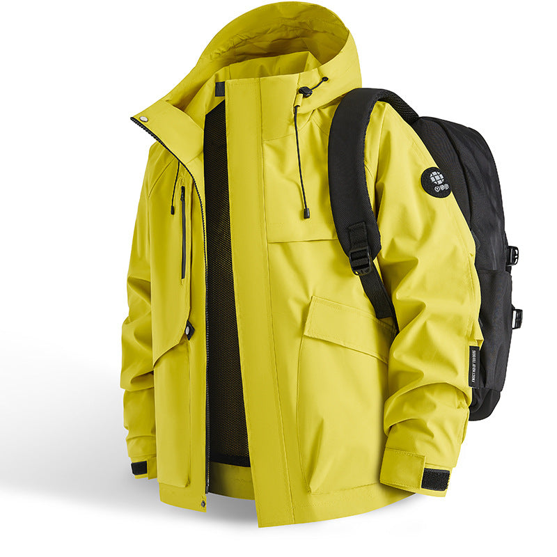 Herren technische Allwetterjacke mit praktischen Taschen und verstellbarem Kragen