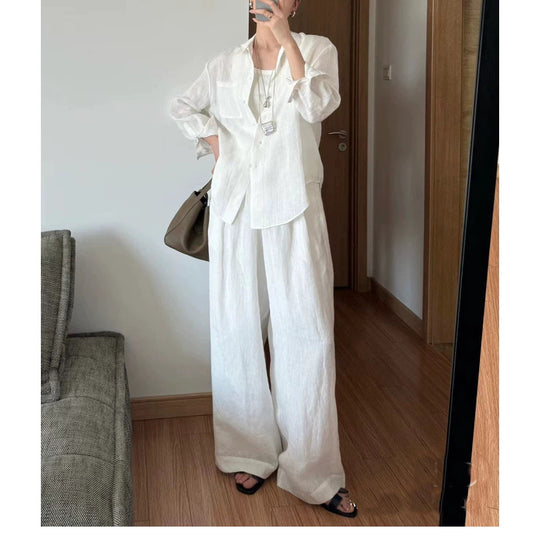 Damen Lässige langärmlige Leinenbluse Shop Nory