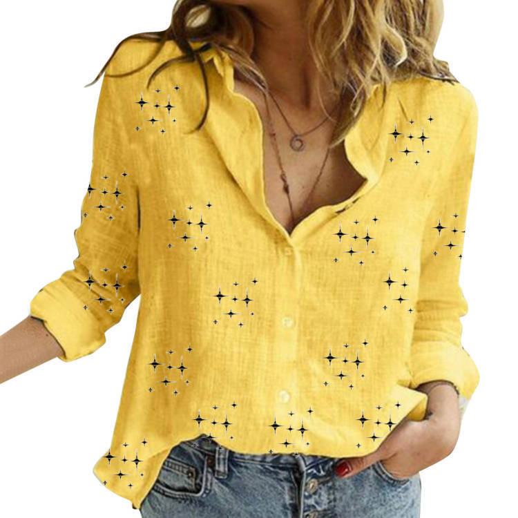 Damen Atmungsaktive Baumwoll‑Leinen Tunika‑Bluse mit Kentkragen, geknöpftem V‑Ausschnitt und gerundetem Saum Shop Nory