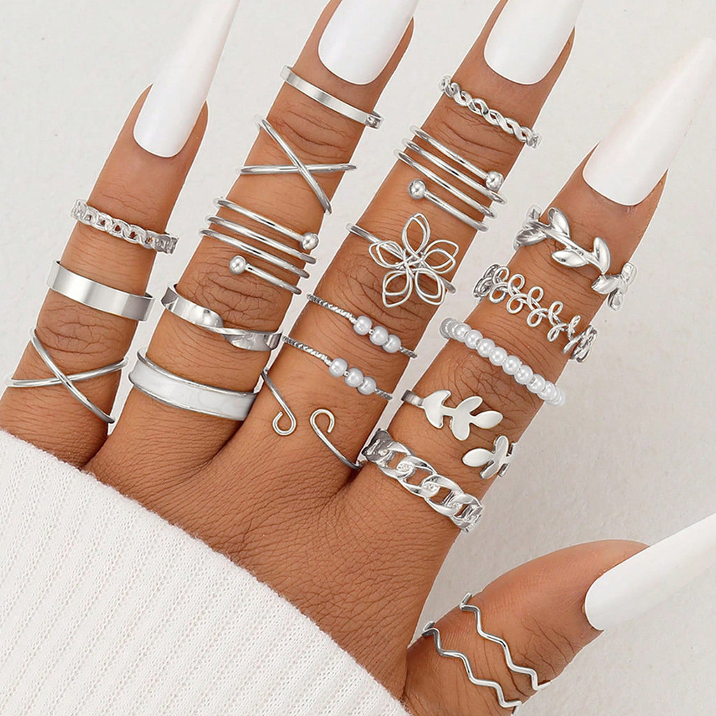 Damen Ring-Set mit kreativen Designs und funkelnden Elementen Shop Nory