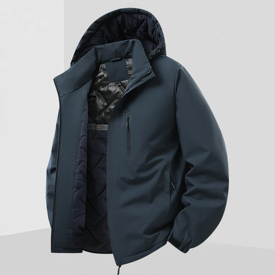 Herren Leichte isolierte Hybrid-Outdoorjacke mit Thermofutter, Kapuze und wasserdichten Reißverschlüssen Shop Nory