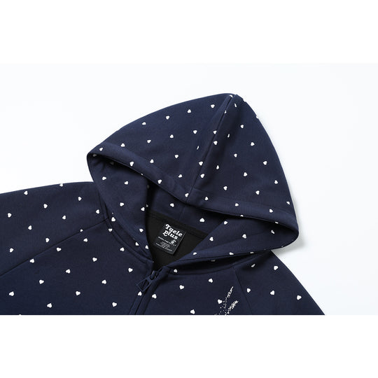 Damen Zip‑Hoodie im Herz-Allover mit Notenschlüssel‑Print und Kängurutaschen Shop Nory