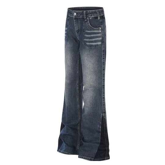 Damen Schlagjeans mit hohem Bund und seitlichen Kontrastbahnen Shop Nory