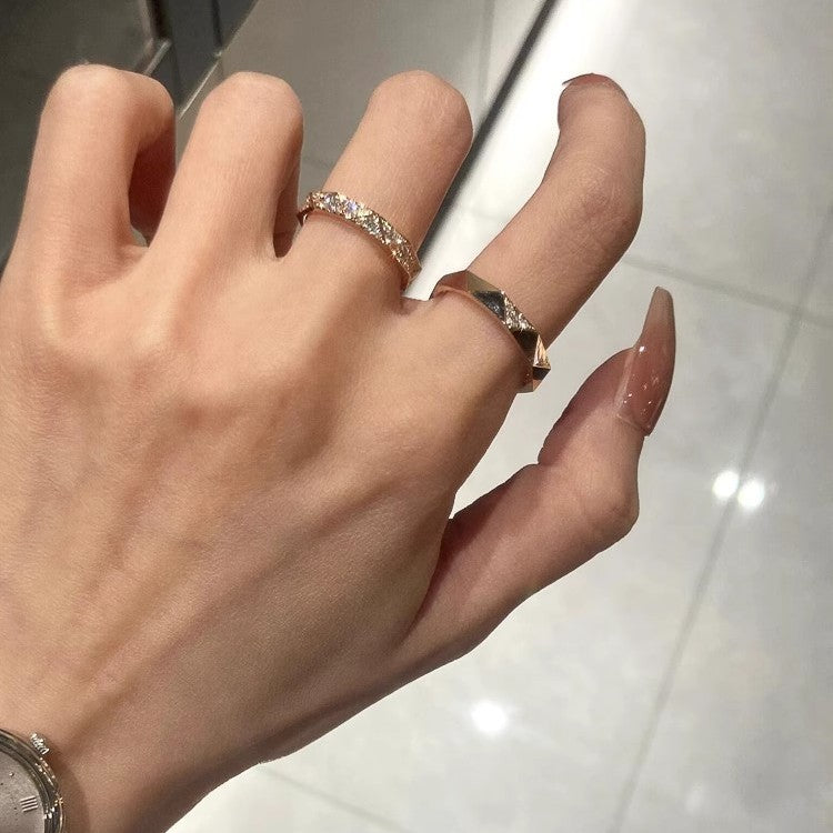 Damen eleganter geometrischer Ring aus poliertem Edelstahl Shop Nory