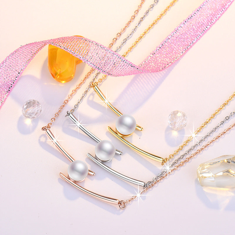 Damen Halskette mit modernem minimalistischen Design und elegantem Perlenanhänger Shop Nory