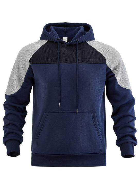 Herren nan sportiver Kapuzenpullover mit strukturierten Kontrast-Einsätzen und Kängurutasche Shop Nory