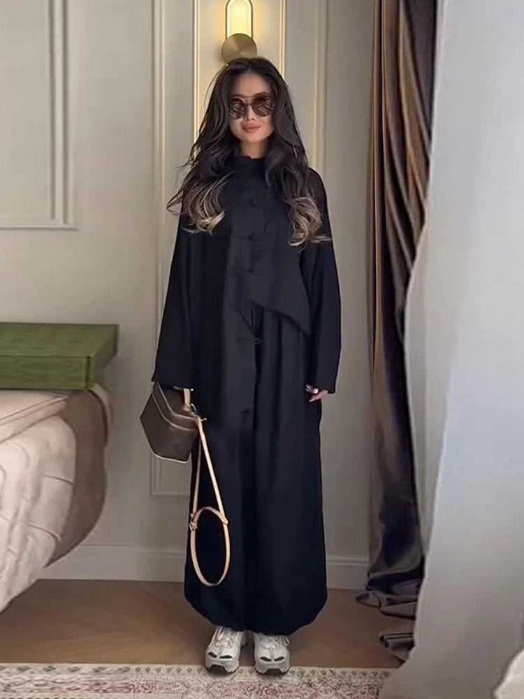 Damen Zweiteiliges Oversize Lounge‑Set mit Stehkragen und dekorativen Knotenverschlüssen Shop Nory