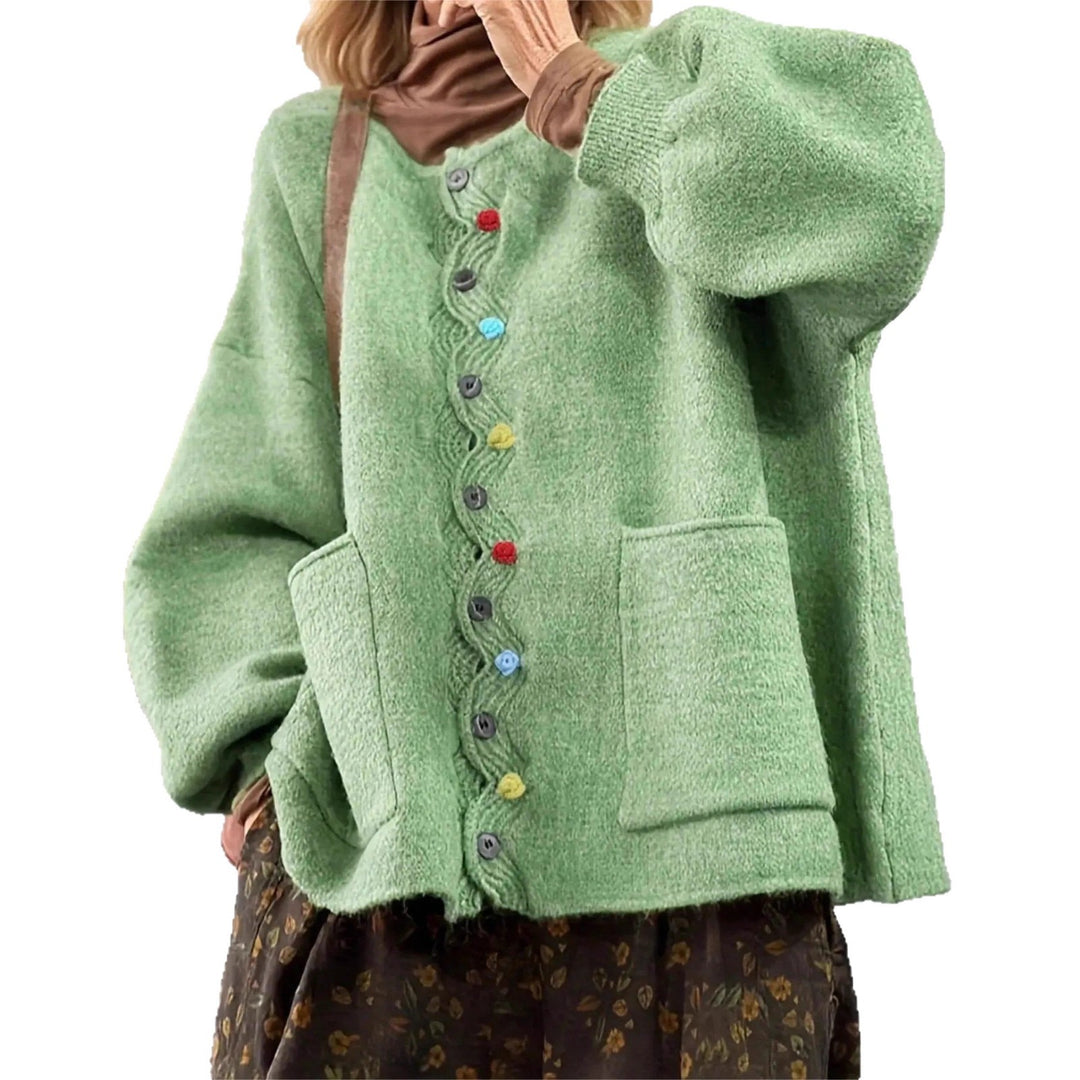 Damen Oversized Strickcardigan mit Zierknopfleiste und aufgesetzten Taschen Shop Nory