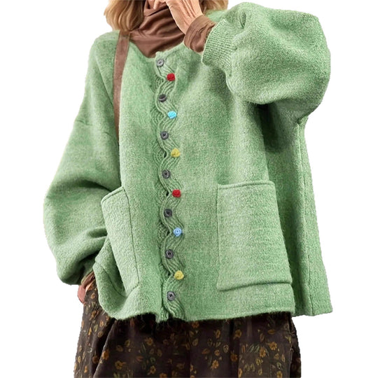 Damen Oversized Strickcardigan mit Zierknopfleiste und aufgesetzten Taschen Shop Nory