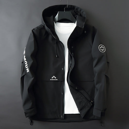 Herren Softshell-Parka mit Kapuze, winddichter und wasserabweisender Membran sowie Logo-Applikationen Shop Nory