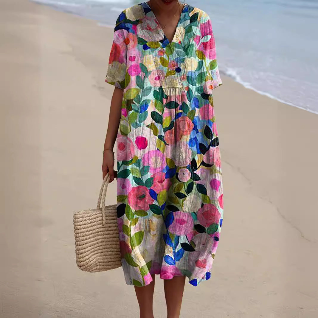 Farbenfrohes, fließendes Sommerkleid