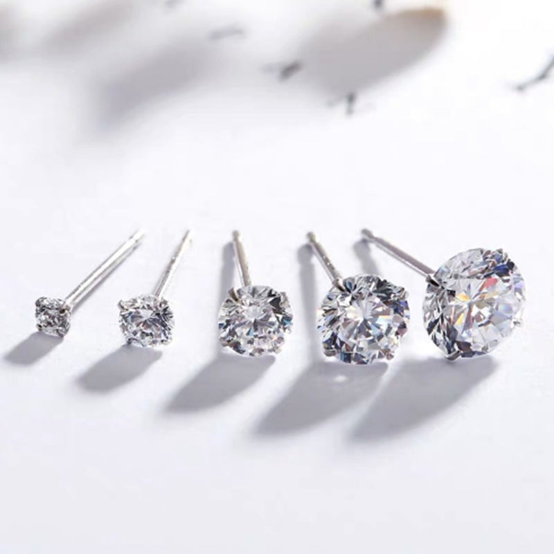Klassisches Ohrstecker-Set mit Facettierten Zirkonia In Variierenden Größen
