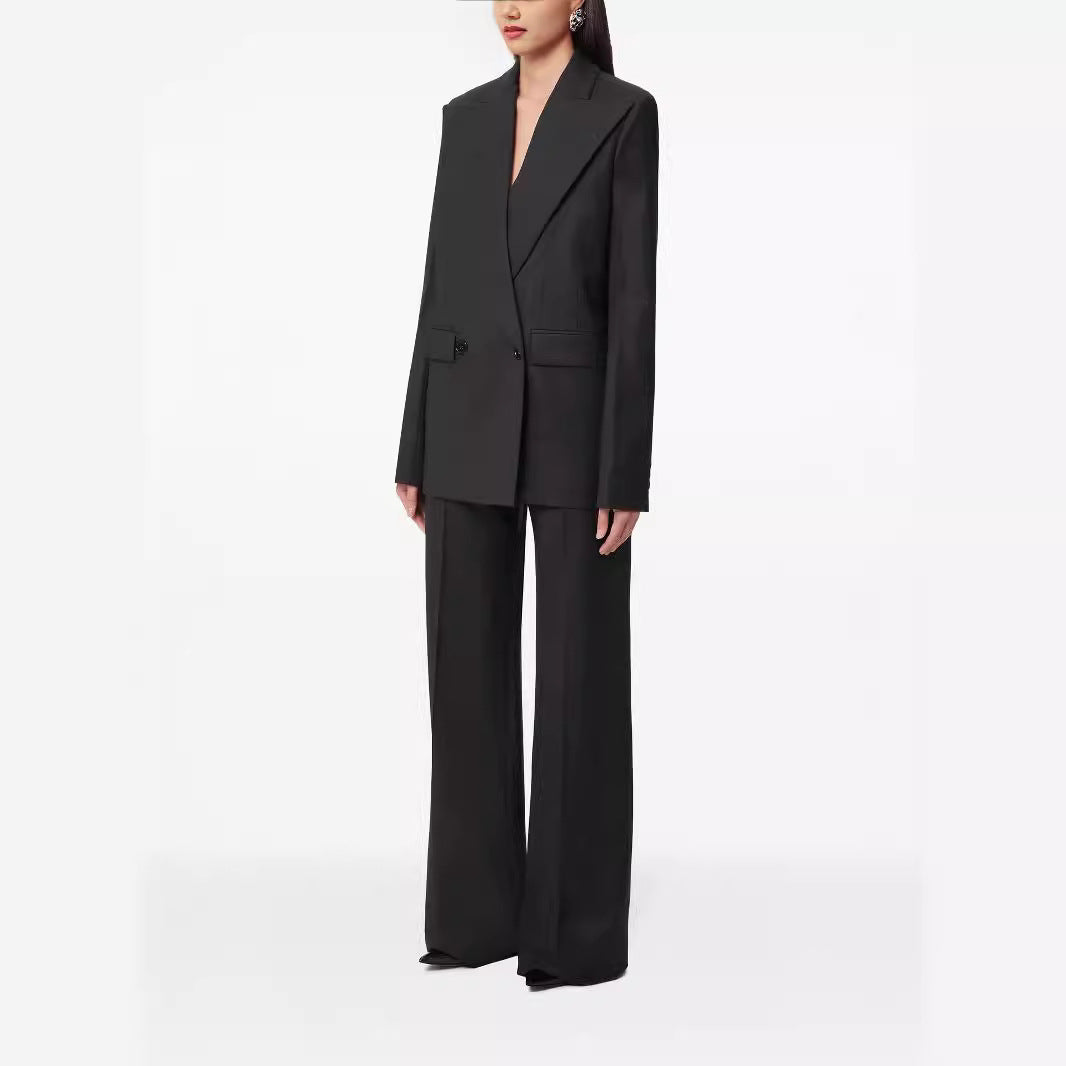 Damen Oversize Nadelstreifen Zweiteiliger Tailoring-Anzug mit weitem High‑Waist‑Hosenbein Shop Nory