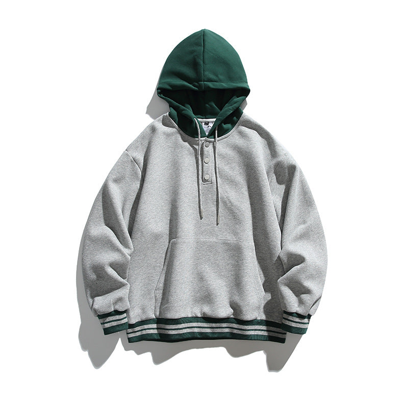 Unisex Oversize-Hoodie mit Kontrastkapuze, Knopfleiste und Kängurutasche Shop Nory