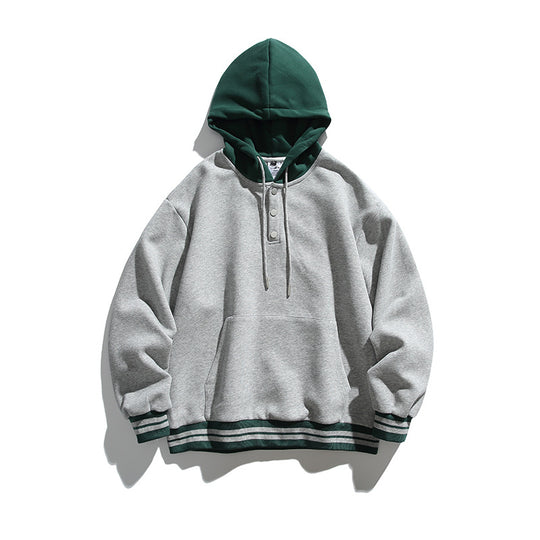 Unisex Oversize-Hoodie mit Kontrastkapuze, Knopfleiste und Kängurutasche Shop Nory