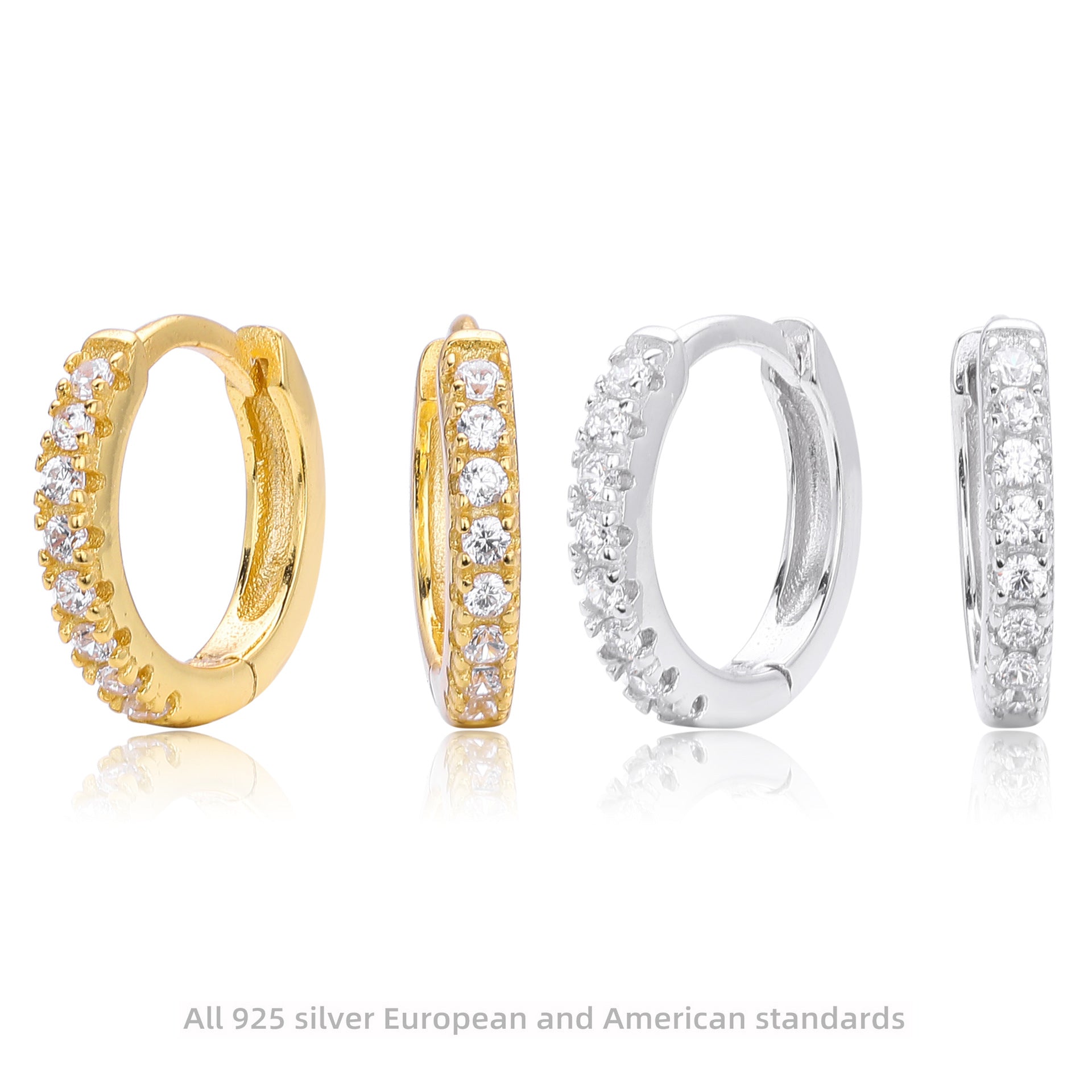 Damen Creolenohrringe mit funkelnden Zirkonstein-Akzenten aus hochwertigem 925 Sterling Silber Shop Nory