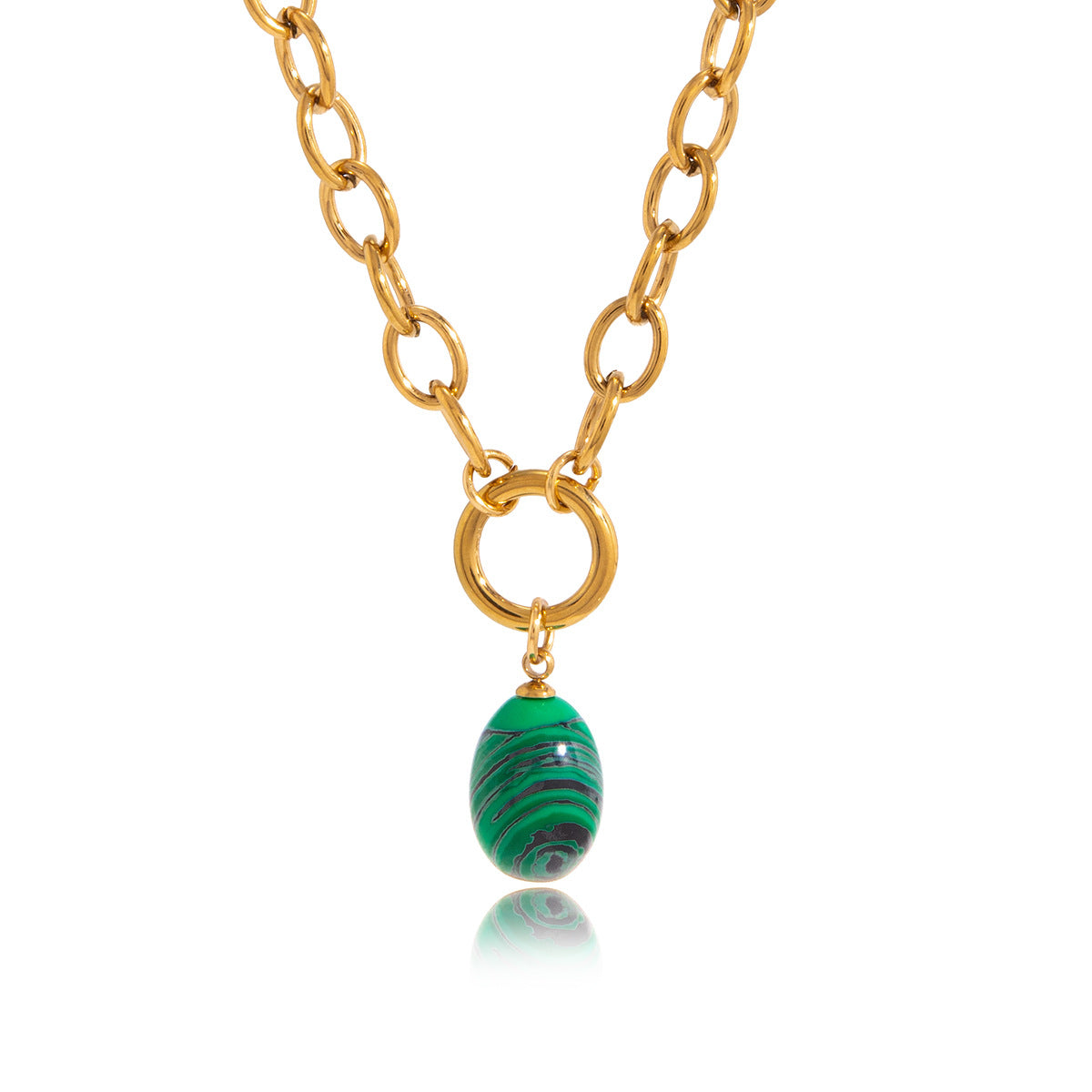Damen Ohrhänger mit eleganten Malachit-Anhängern aus hypoallergenem Edelstahl Shop Nory