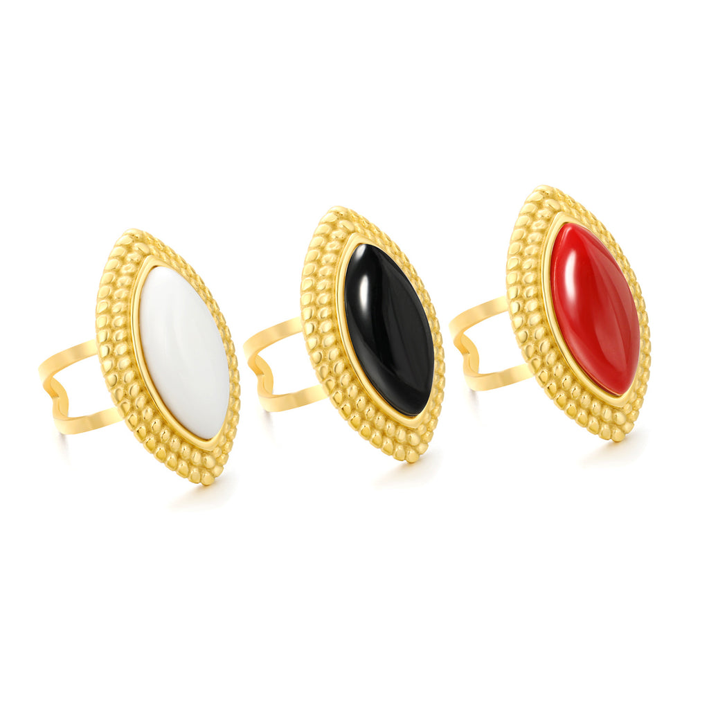 Damen Ring mit verstellbarem Goldoberfläche und schwarzem Edelstein Shop Nory