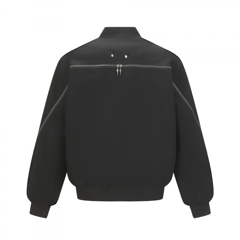 Unisex Boxy-Bomberjacke mit durchgehendem Reißverschluss, geripptem Saum und Brust‑Welttasche Shop Nory