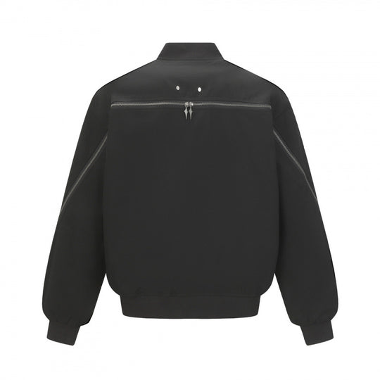 Unisex Boxy-Bomberjacke mit durchgehendem Reißverschluss, geripptem Saum und Brust‑Welttasche Shop Nory