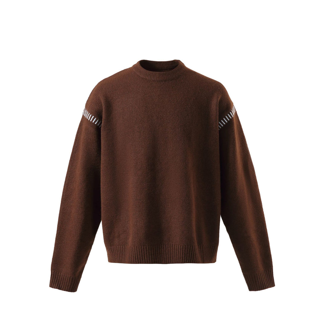 Damen Weicher Oversize Wollmix-Pullover mit Rundhalsausschnitt und dekorativer Schulternaht Shop Nory