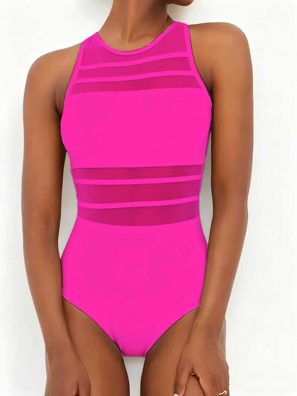 Damen Sportlicher Einteiler mit transparenten Einsätzen