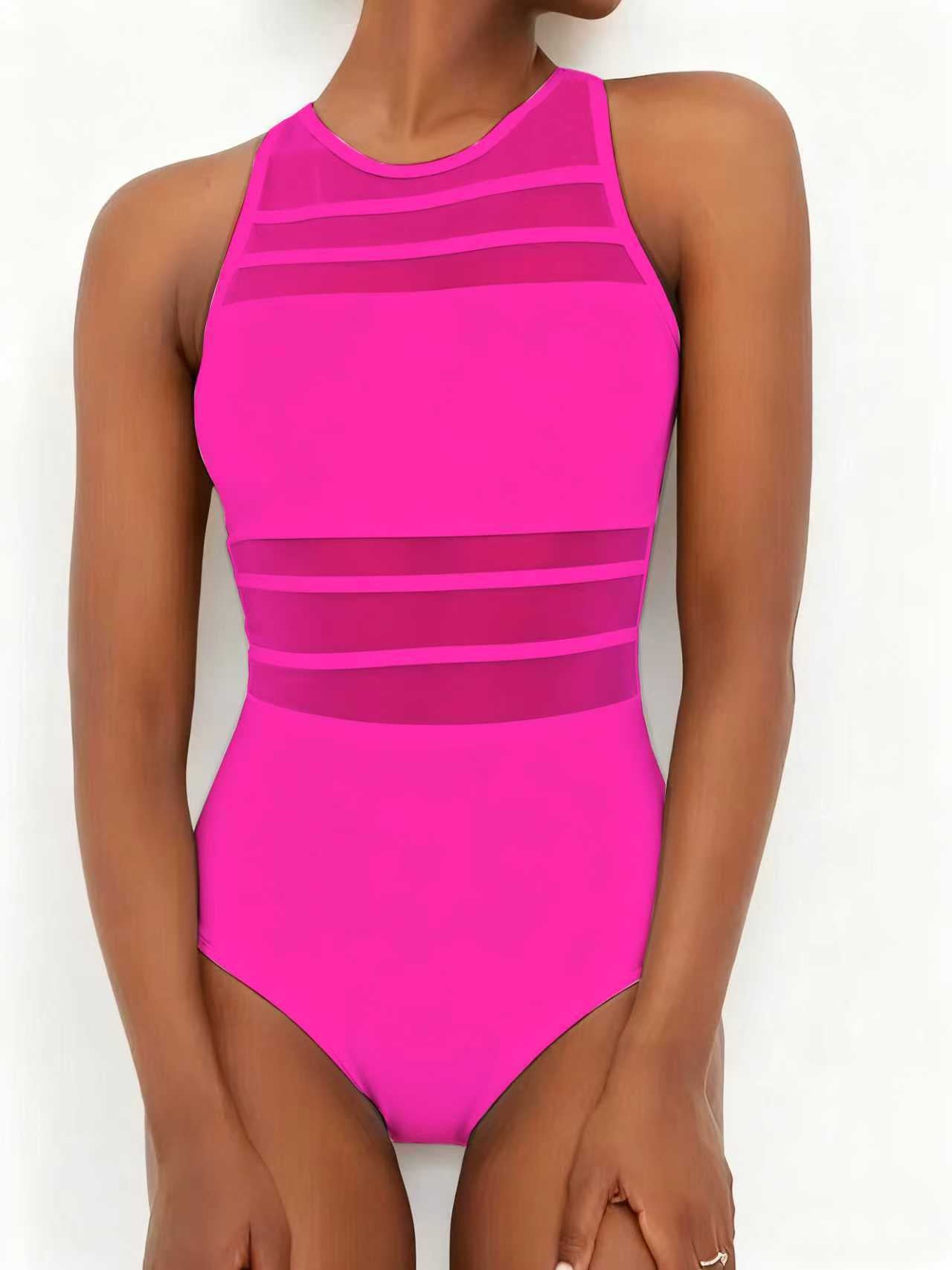 Damen Sportlicher Einteiler mit transparenten Einsätzen