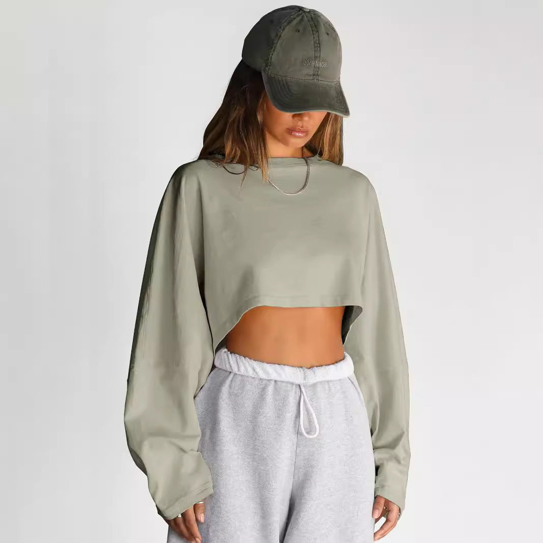 Damen lässiger Crop-Pullover