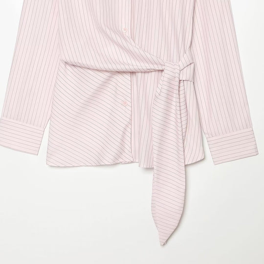 Damen Hemdbluse mit Taillenschleife und Nadelstreifen-Design Shop Nory
