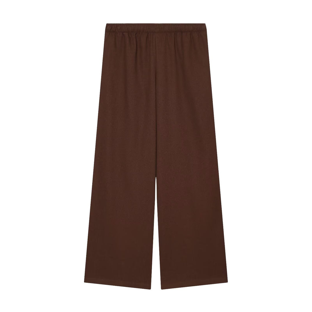 Damen Weite Palazzo-Hose mit elastischem Bund und fließendem Leinenmix Shop Nory