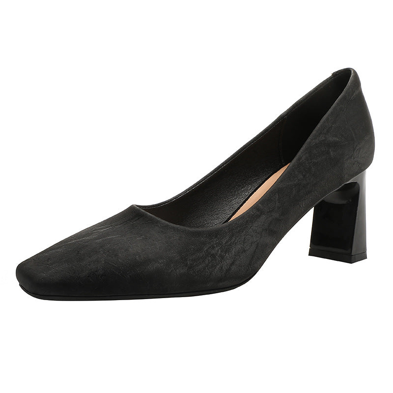 Damen Blockabsatz-Pumps mit quadratischer Zehenform und luxuriöser Oberfläche