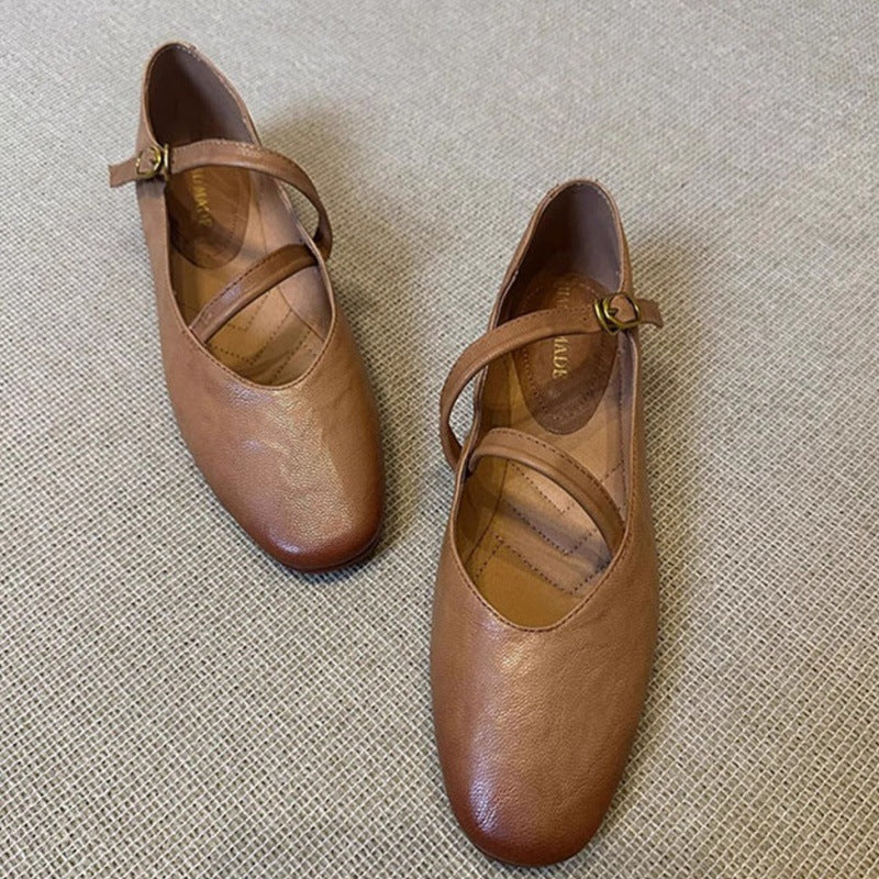 Damen Ballerina-Schuhe mit verstellbarem Riemchen und bequemem Fußbett