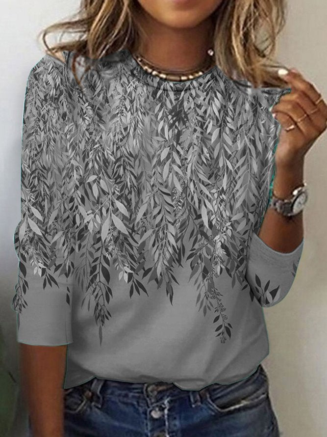 Damen Langarmshirt mit lShopnoryhaftem Blumenmuster