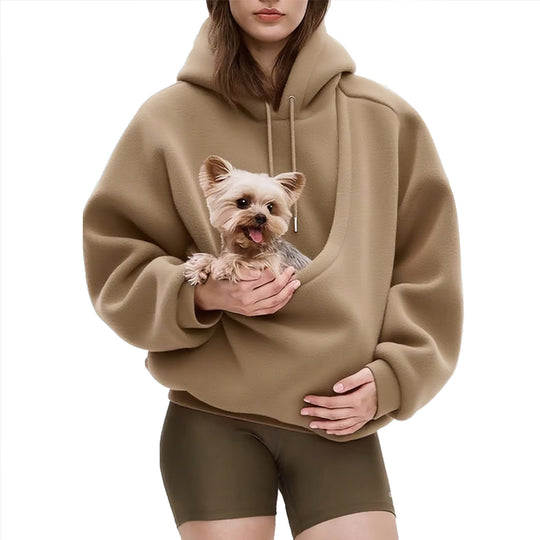 Damen nan Oversize Sherpa-Hoodie mit integriertem Haustiertaschen-Design Shop Nory