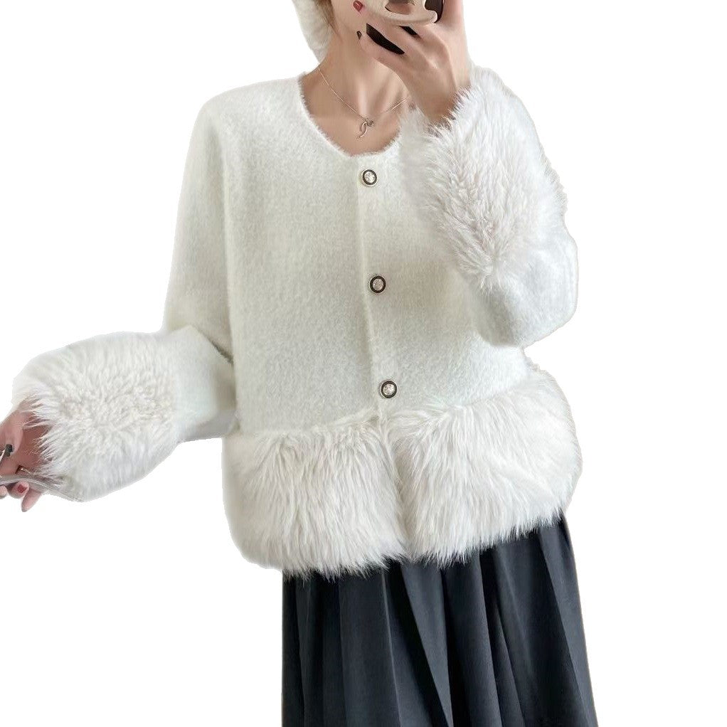 Damen Stilvolle und Flauschige Strickjacke Shop Nory
