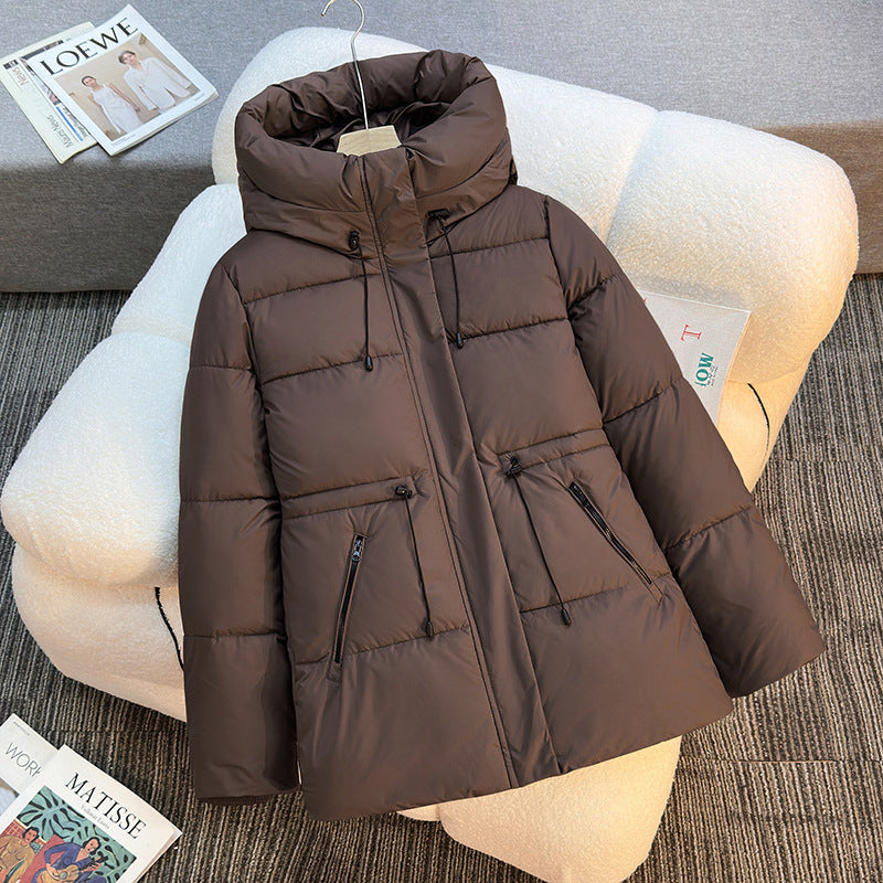 Damen nan athleisure Kapuzenjacke mit Volumenkragen, Kordelzug und verdeckter Reißverschluss Shop Nory