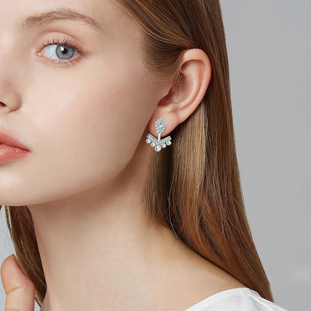 Damen elegante Ohrringe mit tropfenförmigem Design und feinem Perlenbesatz Shop Nory