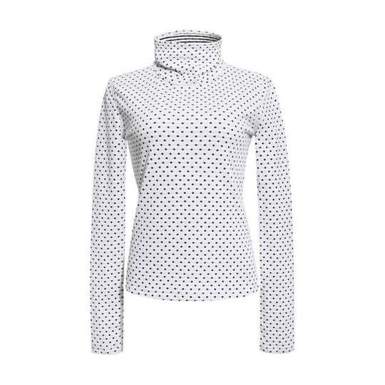 Damen Rollkragen-Feinstrickshirt mit Punktmuster und elastischem Jersey Shop Nory