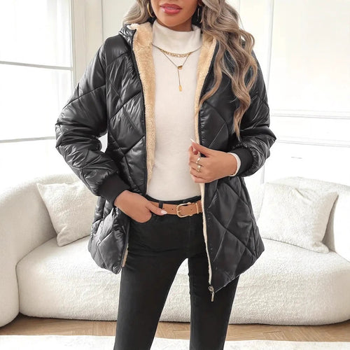 Damen Steppjacke mit Teddyfutter und Kapuze Shop Nory
