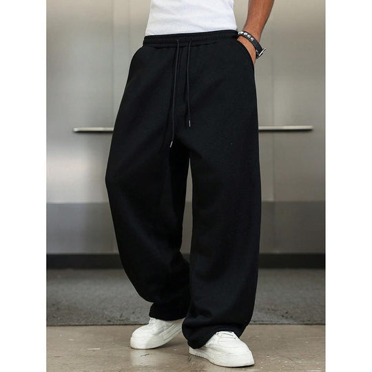 Herren nan weite Relax-Fleecehose mit tiefem Schritt, elastischem Kordelbund und lässigen Seitentaschen Shop Nory