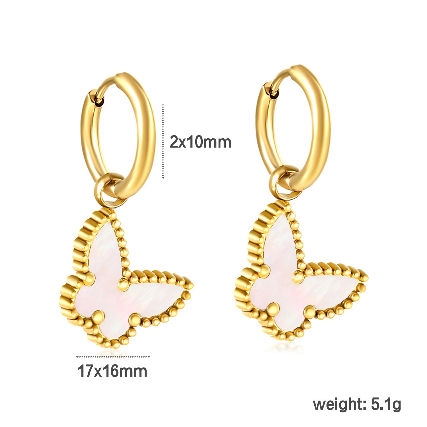 Damen Hängende Ohrstecker mit verspieltem Schmetterlingsdesign und hochwertigem goldplattierten Edelstahl Shop Nory