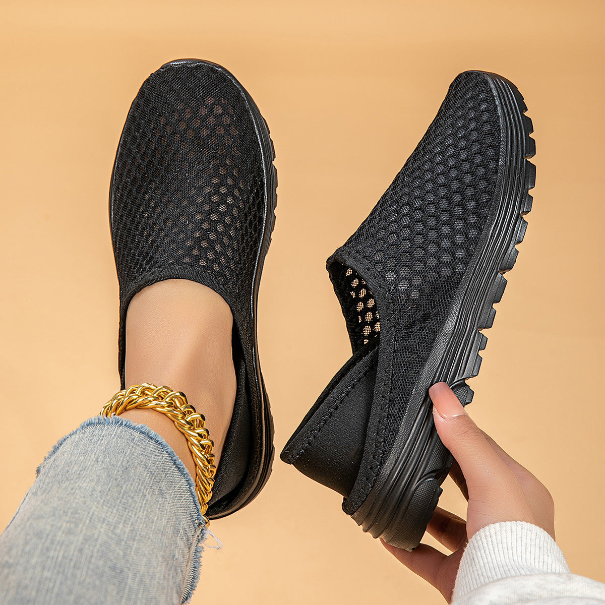 Damen Atmungsaktive Slip-On Freizeitschuhe