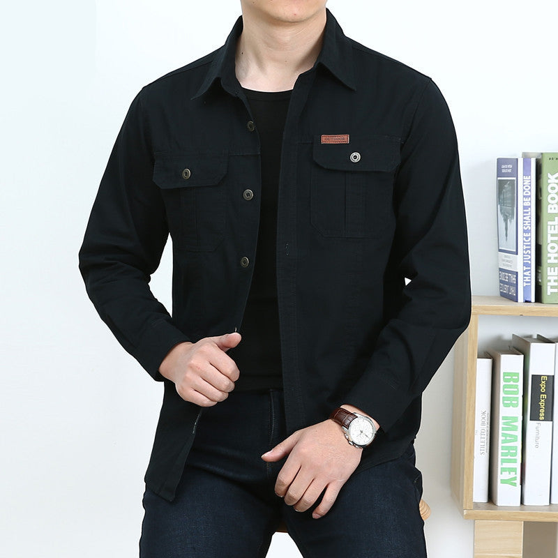 Herren Leichtes Canvas-Overshirt im Utility‑Stil mit Brustpattentaschen und Hemdkragen Shop Nory