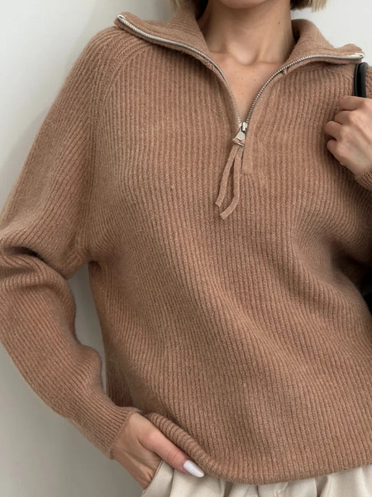 Damen Stylischer Strickpullover mit hohem Kragen Shop Nory