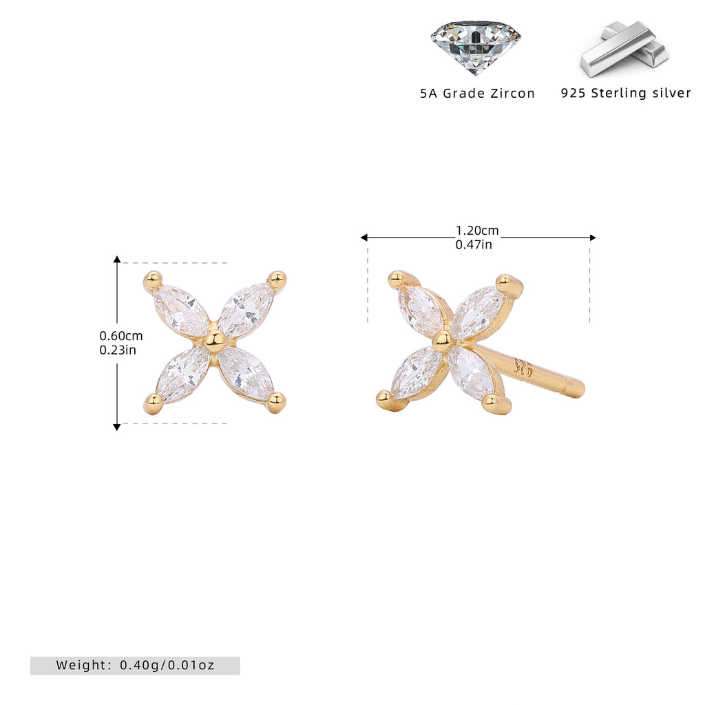 Damen Ohrstecker aus 925 Sterling Silber mit funkelndem Zirkonblüten-Design Shop Nory