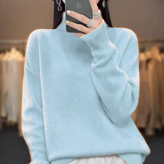 Damen Oversize Feinstrickpullover mit hohem Rollkragen und Seitenschlitzen Shop Nory