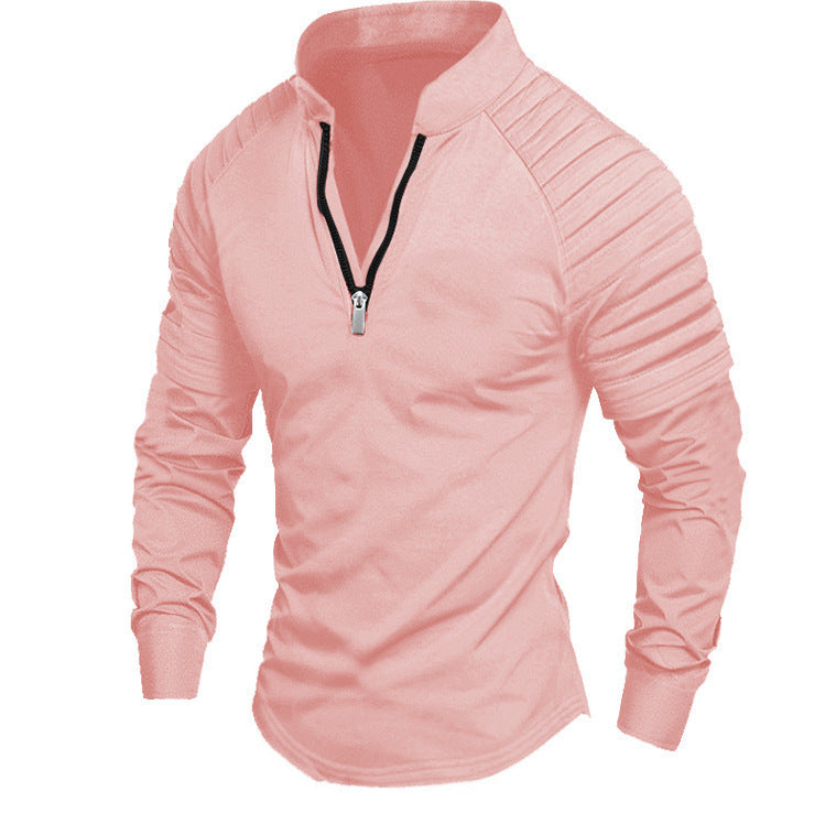 Herren Slim-Fit Troyer mit gesteppter Schulterpasse und halbem Reißverschluss Shop Nory